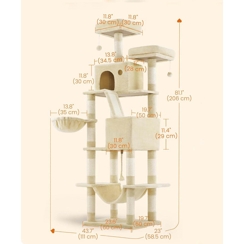 206cm H Cat Tree, Beige