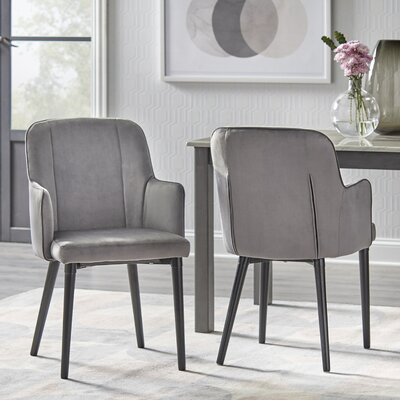 Ledbury Velvet Upholstered Arm Chair in Gray -  Corrigan StudioÂ®, CABAEB2F0FAC465AA9AE0305A86FFF4E