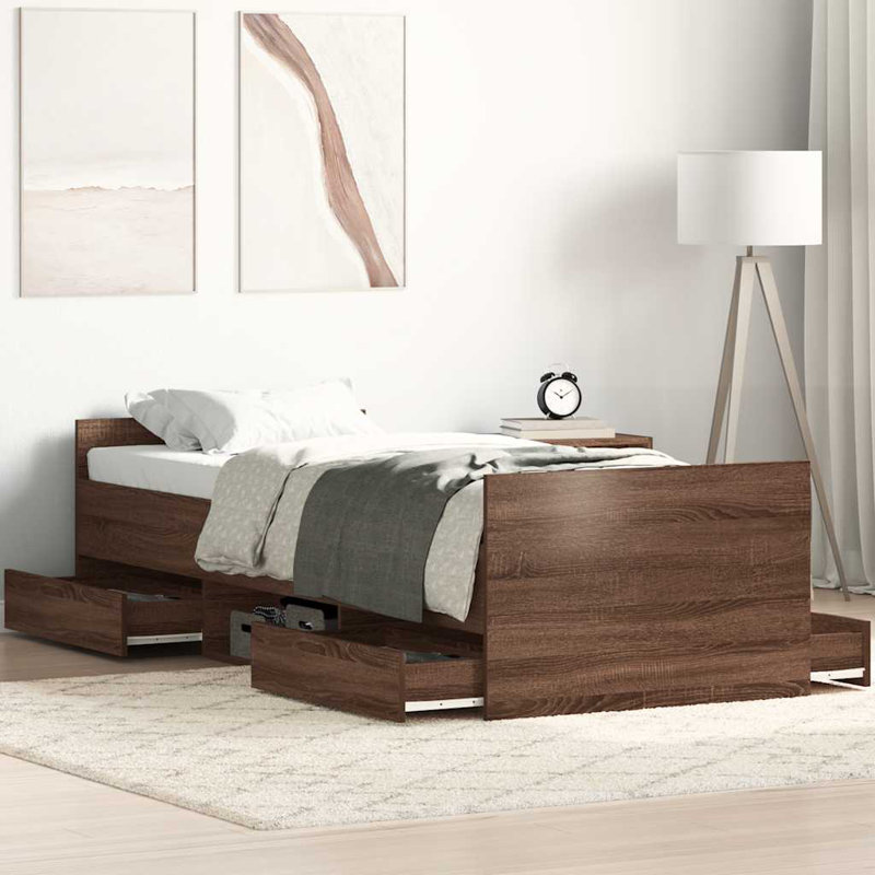 Addylen Storage Bed, Brown Oak, Small Single (2'6)