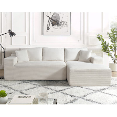Boneless 2-Piece Convertible Modular L-Shaped Sofa With Pillows, 3-Seater Sectional Couch Ideal For Comfortable Living And Various Configurations