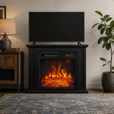 Meuble télé 1400W avec foyer électrique de 1400 W, foyer autoportant de 26 po avec flamme réglable, minuterie et télécommande pratique