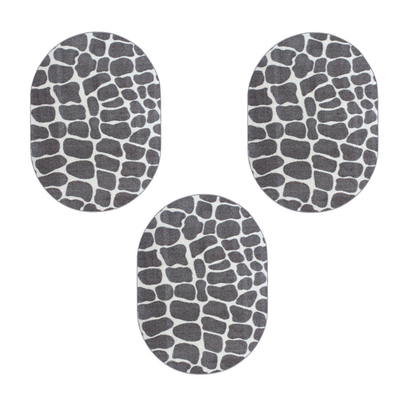 Tapis gris clair Glorine, Ovale 2 pi x 3 pi