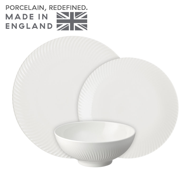 Denby Porcelain Arc White China Dinnerware - Set of 12