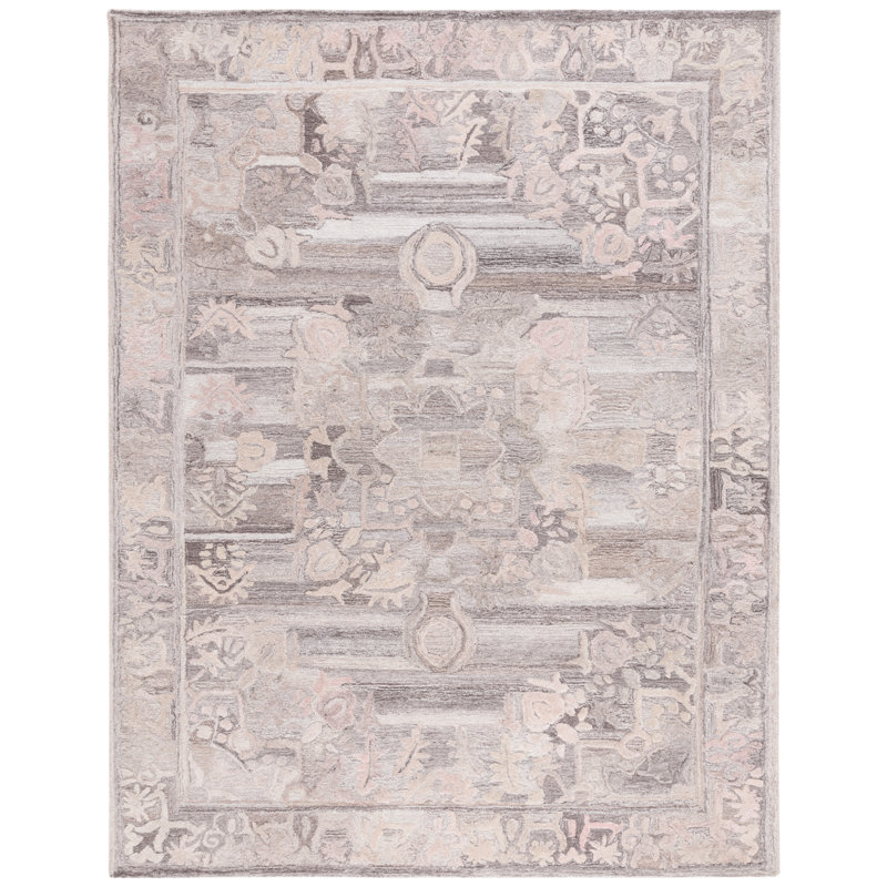Tapis Marquee 125 gris / rose, Rectangle 8 pi x 10 pi