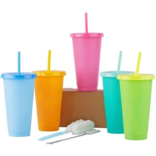 Boba Cup Bubble Tea Cup 700ml Wide Mouth Smoothie Cups With Lid & Straws  With White Cleaning Brush Nice