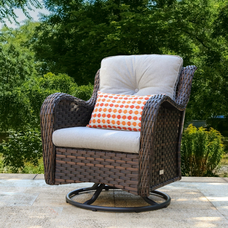 Tichina Swivel Premium All-Weather Wicker Outdoor Lounge Chair, Brown