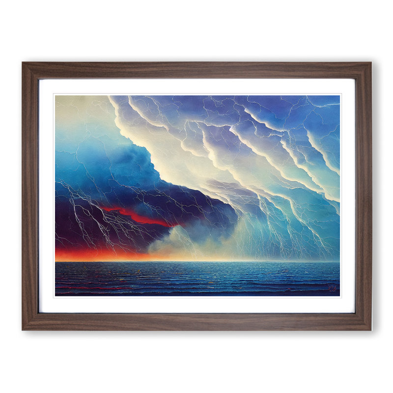 Compelling Thunderstorm - Framed Print, 46cm H x 64cm W x 2cm D, Walnut