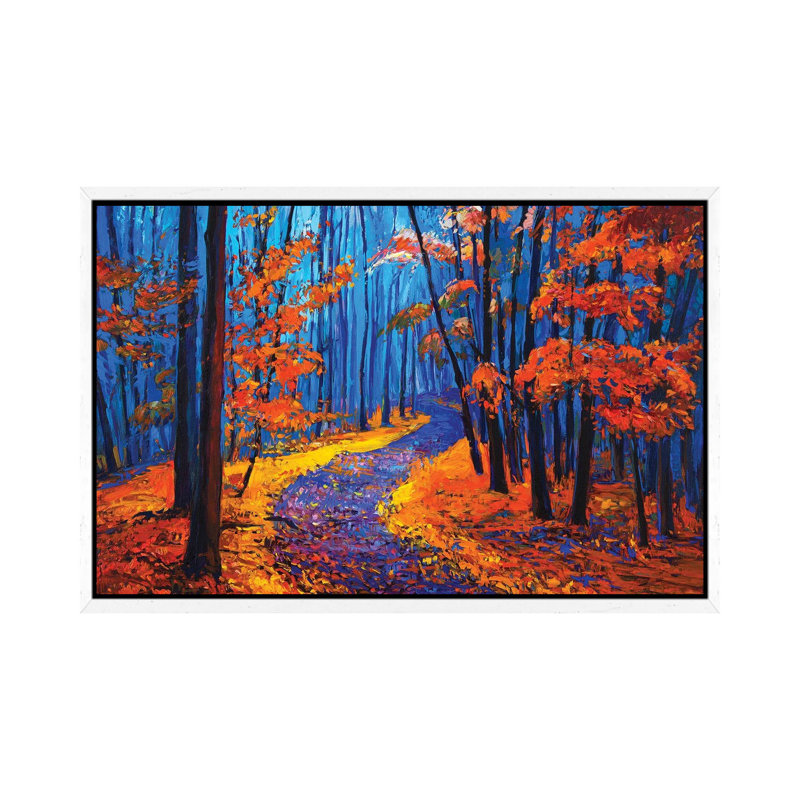 Autumn Landscape - Print on Canvas, 66.04 cm H x 45.72 cm W, White Framed