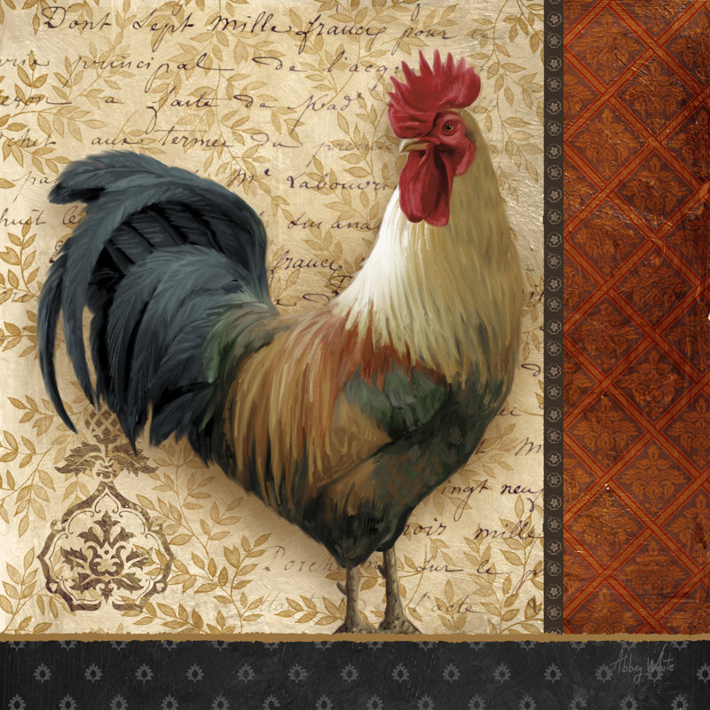 French Rooster II by Abby White - Wrapped Canvas Painting, 51cm H x 51cm W