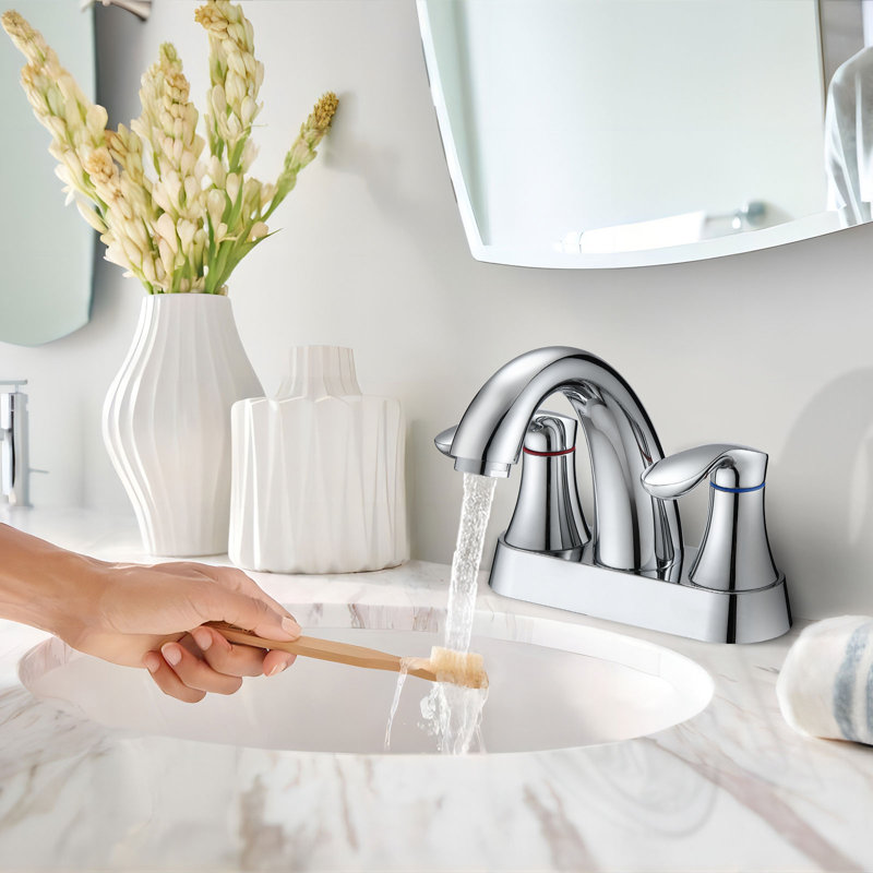 Centerset Bathroom Faucet with Drain Assembly, Chrome