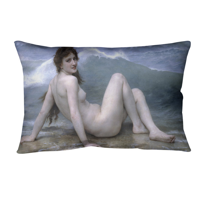 Coussin lombaire wave, 20 po x 14 po, Bourre en polyester, Bleu