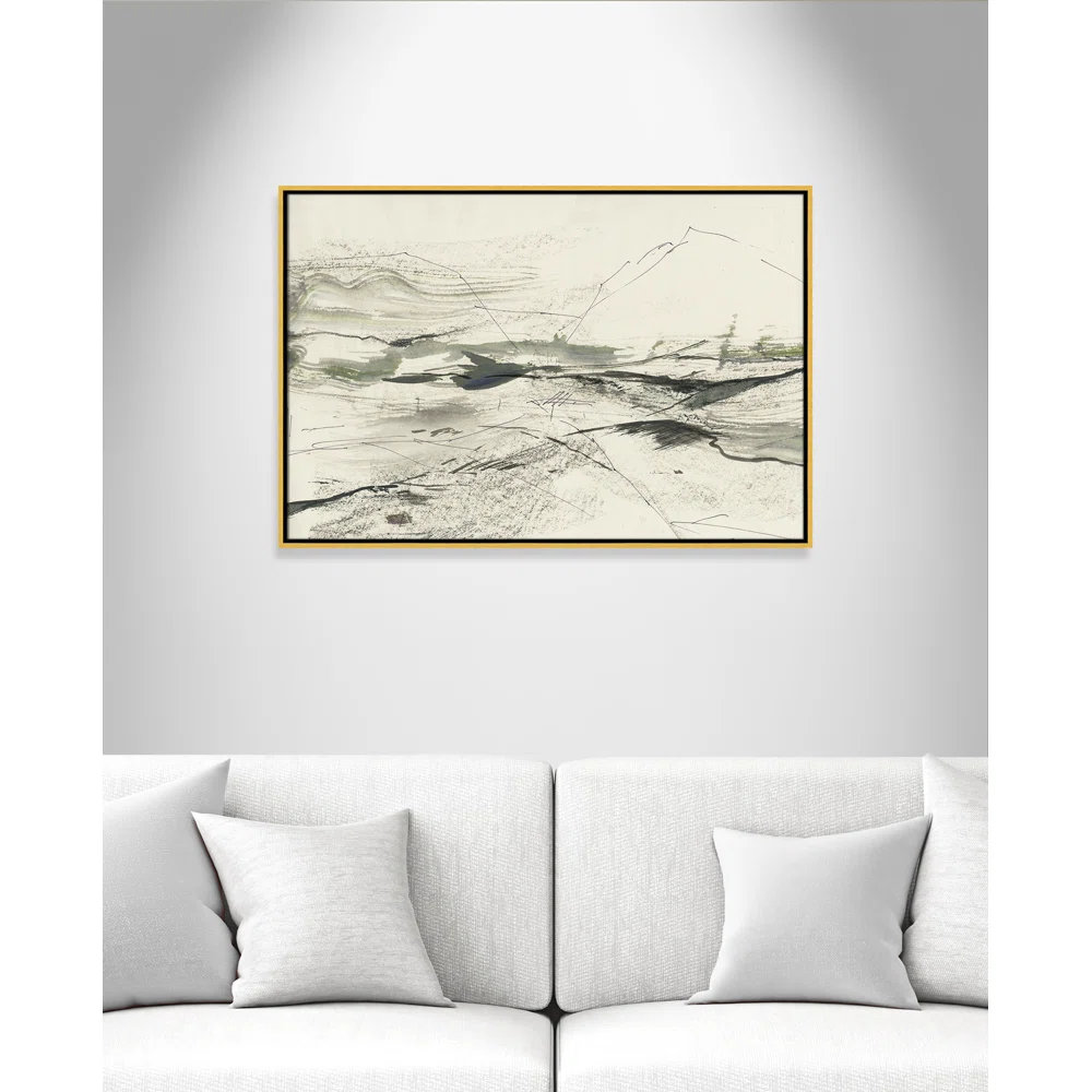 Green Sketches Print by PI Studio, 25.5" H x 37.5" W x 2" D, Gold Floater Framed, No Mat