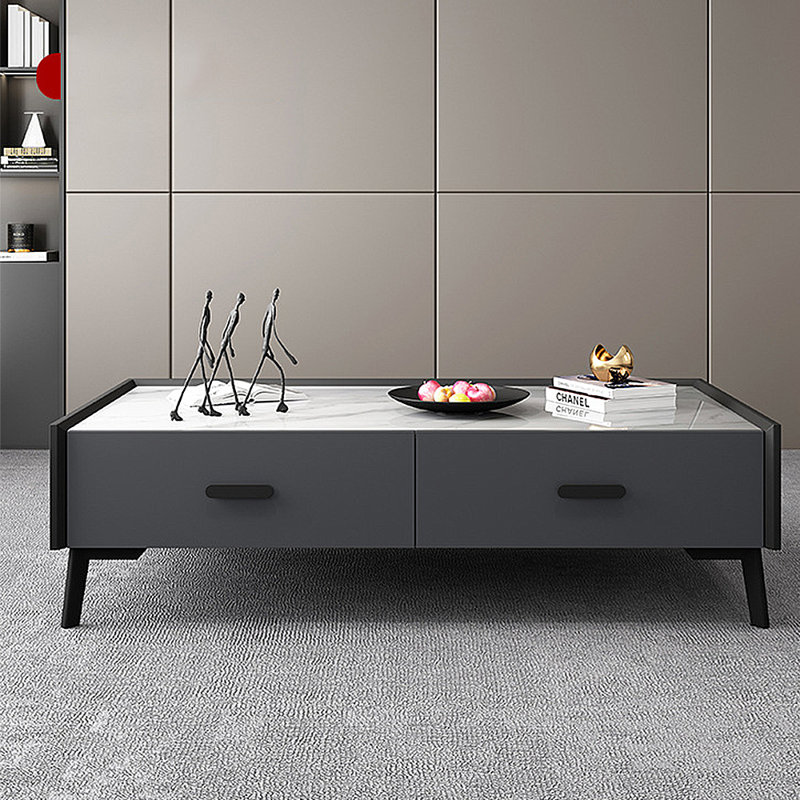 Table basse avec tiroirs Italian Minimalist, Gris / Noir