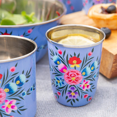 Ocean Pansy 400Ml Stainless Steel Picnic Tumblers - Pack Of 6 - By BillyCan