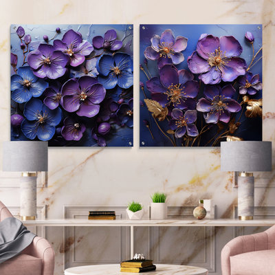 Royal Elegance I - ensemble de 2 verres muraux en acrylique Violets