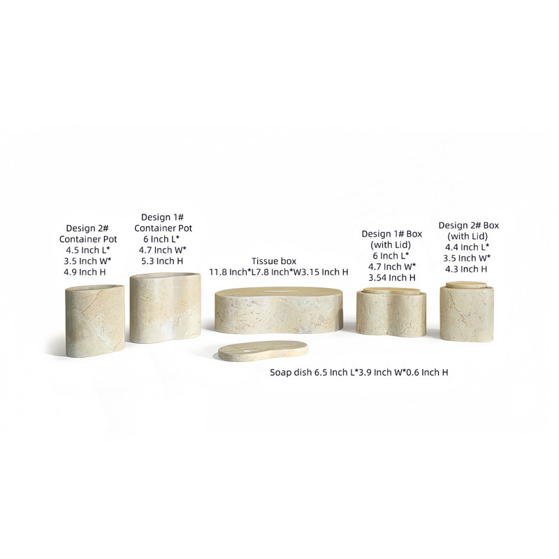 Gold Yellow Beige Natural Marble Bathroom Accessories Set, Natural Stone, Genuine Marble, Real Marble