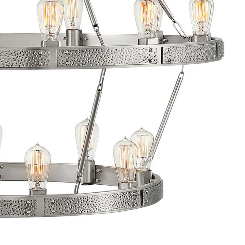 Everett 20 - Light Unique Tiered Chandelier, Brushed Nickel