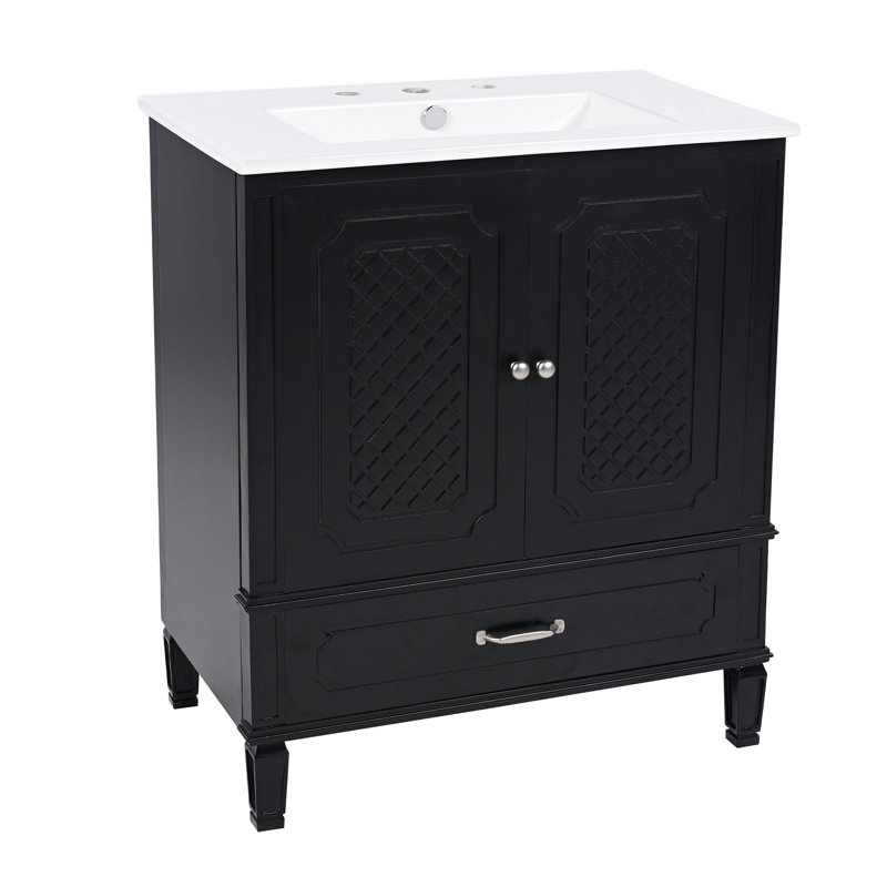 Meuble-lavabo de salle de bain avec lavabo, armoire de rangement avec porte à fermeture douce