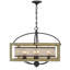 Lustre carré en bois d'hévéa 6 lumières avec abat-jour en organza Palencia
