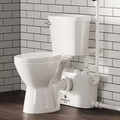 19" ADA Tall Macerating Toilet System for Basement, 750W Powerful Pump with 4 Inlets, Two Extension Pipes, Easy Install