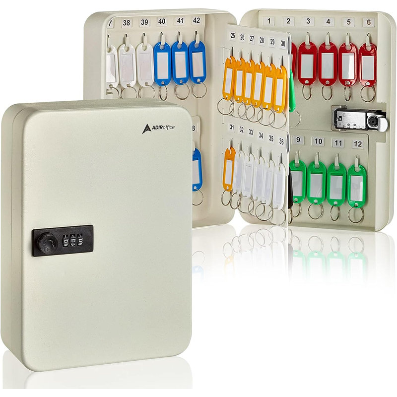 White Steel Wall-Mount Combination Lock Key Cabinet Set