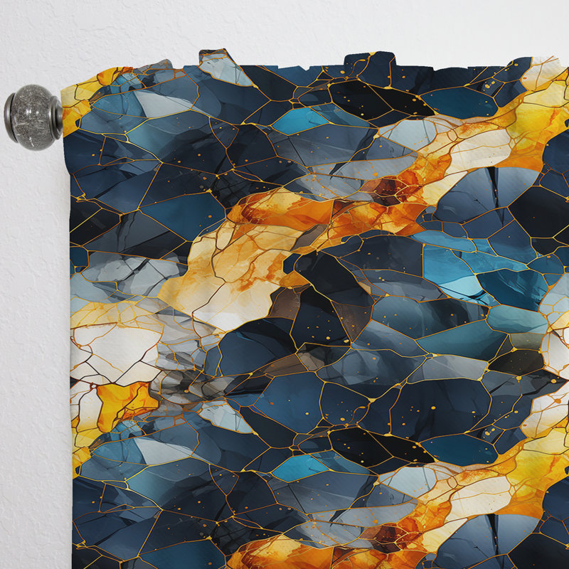 Motif de marbre rétro Revival - Rideau de marbre abstrait - Rideau de marbre obscurcissant - 1 panneaux, L 52 po x L 120 po