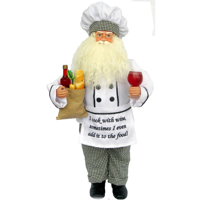 Figurine de père Noël «I Cook with Wine»