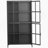 Premium Black Metal Storage Cabinet With Tempered Glass Doors, Adjustable Shelves