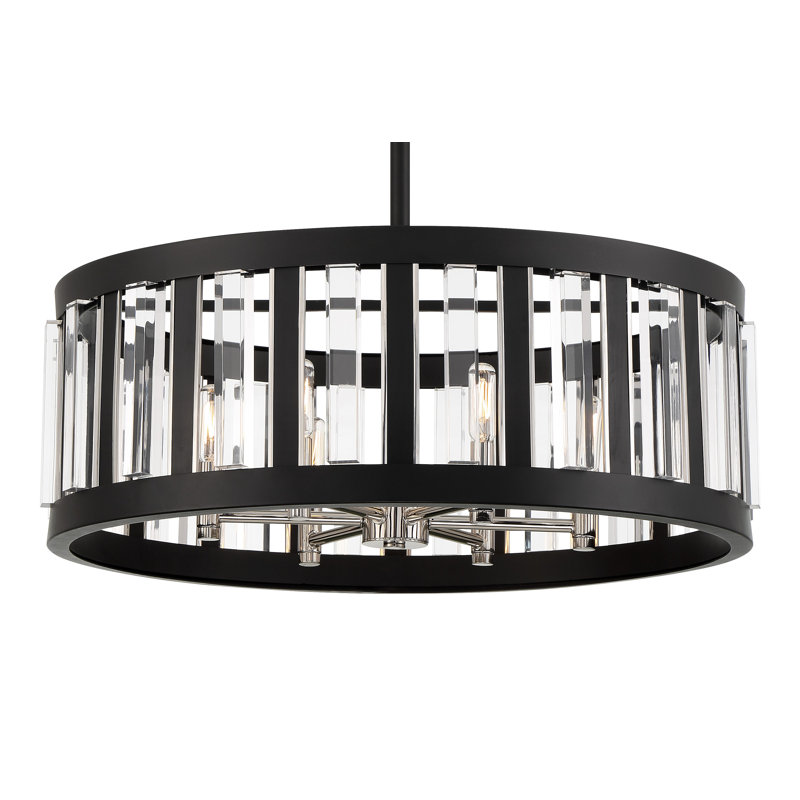 Luminaire suspendu tambour 6 lumières Cedriot, H 66,63 po x l 25,5 po x P 25,5 po