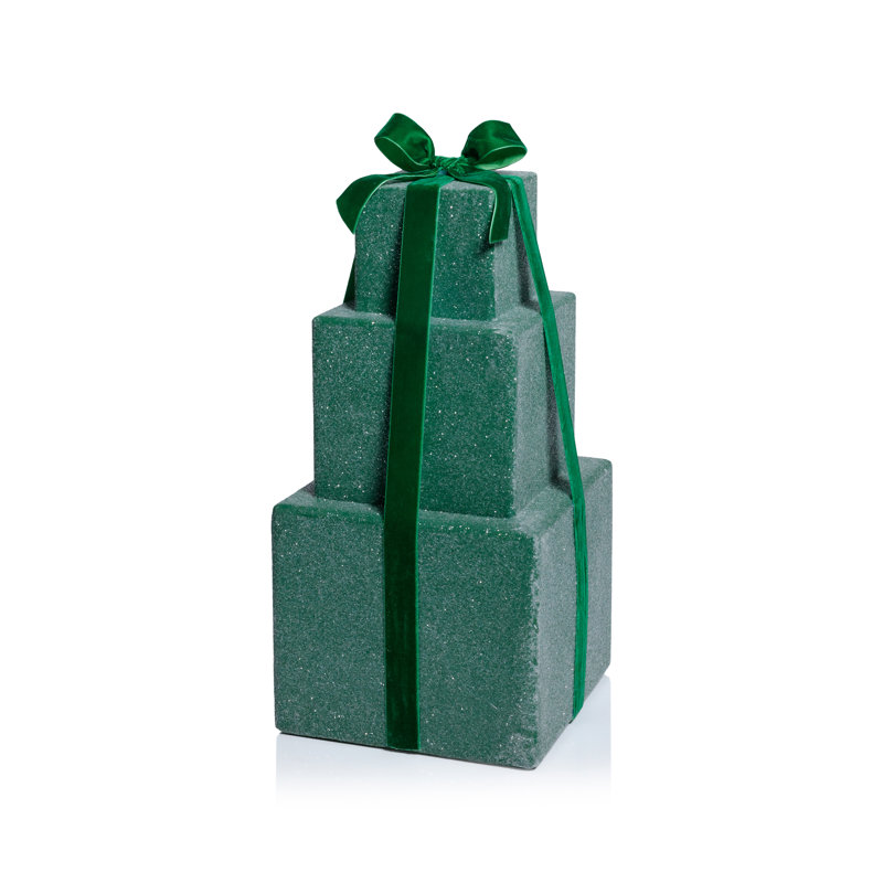 Figurine Stacked Presents, H 16,25 po x l 8 po x P 8 po, Vert