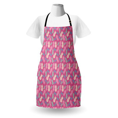 Bungalow tablier de fruits roses Hipster unisexe Exotique ananas taille adulte rose pâle bleu ivoire