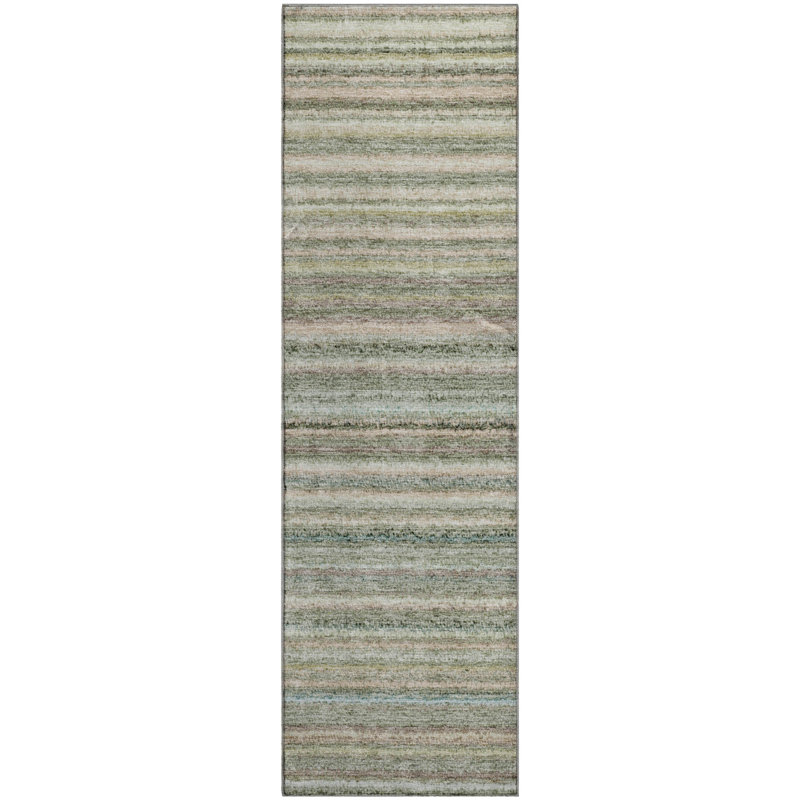 Premium Machine Washable Cerrito AMF598 Sage Rug, Runner 2'3" x 7'6"