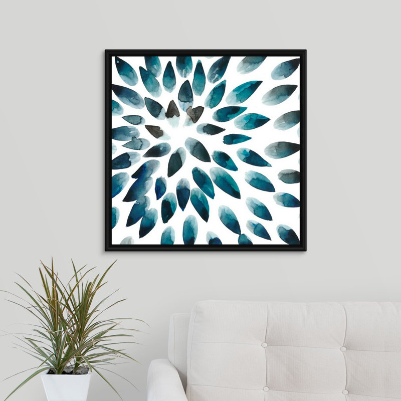 « eaux douces » par the novogratz-painting on toile, H 24 po x l 24 po x P 1,25 po, Cadre flottant noir