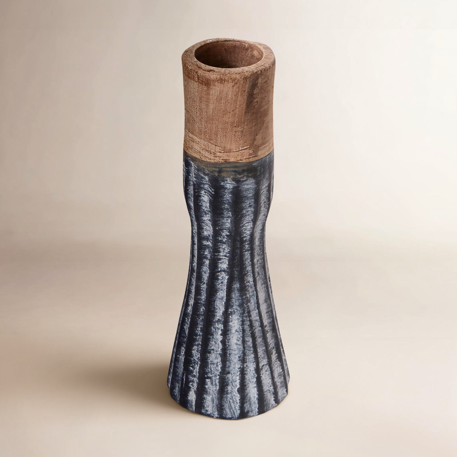 Whitehaven Ceramic Candlestick Holder, Gray