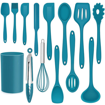 Ensemble de 14 ustensiles de cuisine en silicone, bleu