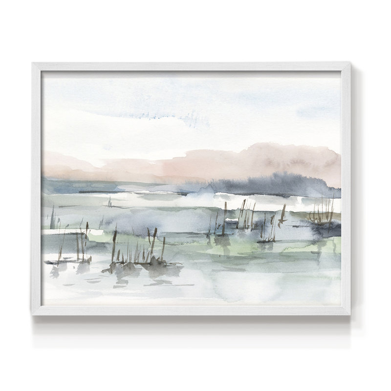 Marsh Cattails I -Framed Print - Restickable, H 11 po x l 14 po, Blanc