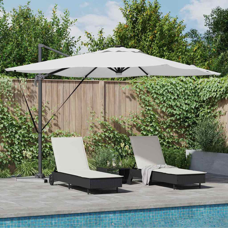Roma Parasol with LED Strip Lights Aluminium and Polyester Garden Shade, Beige, 270cm H x 285cm W x 285cm D