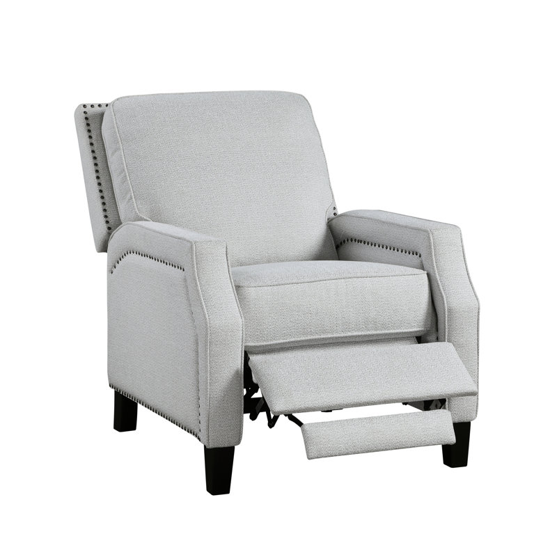 Fauteuil inclinable à dossier poussoir de style transitionnel en chenille grise 1 pièce, Rembourrage en mousse grise