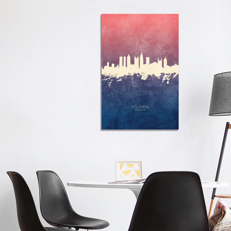 Atlanta Georgia Skyline Blue Rose by Michael Tompsett - 1 Piece Wrapped Canvas Wall Art, 101.6 cm H x 66.04 cm W x 1.91 cm D