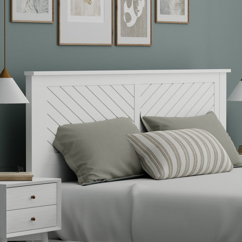 Chalco Solid Wood Headboard With Chamfer, White, King