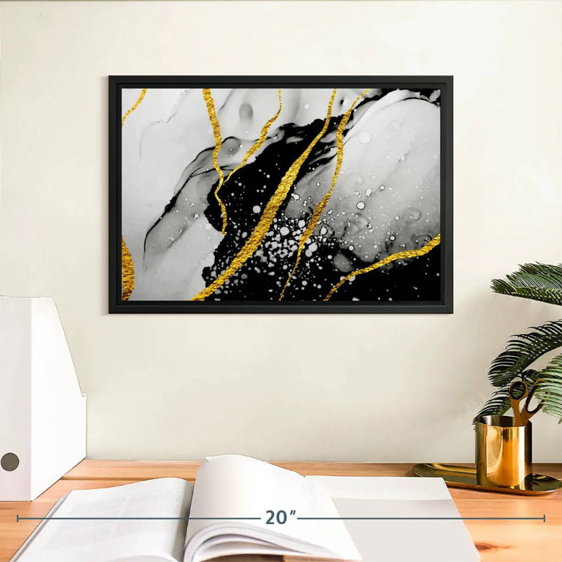 Feuille d'or Catriona, 13 po x 9 po, Cadre flottant noir