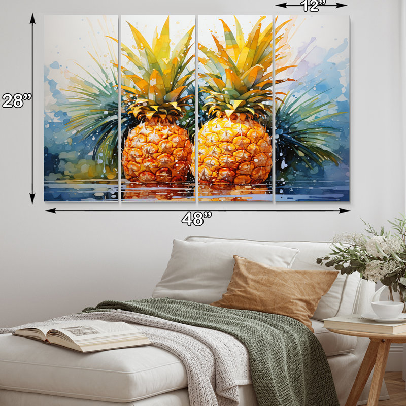 Fruit Sunny Pineapple Food & Beverage Wall Decor on Metal