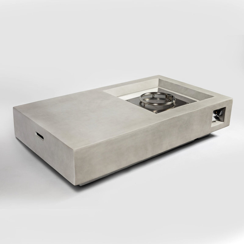 Table de foyer d'extérieur 2 en 1 béton 60 pouces - 50 000 à chaleur, flamme réglable, 22 pieds carrés chauffés, certifié, sécuritaire et propane, gris grand accrédité, approvisionnement, réchauffé, propane, gris