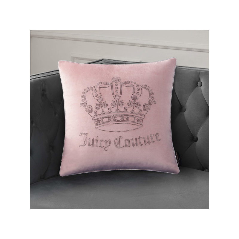 Juicy Couture Gothic Rhinestone Decorative Pillow, Blush