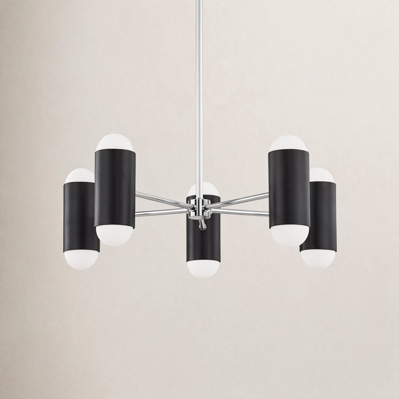 Lustre linéaire moderne Spoutnik 10 lumières Victoria, Nickel poli / noir doux