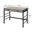 Bureau élégant en chêne vieilli et noir avec 2 tiroirs et prises de chargement. Meuble de bureau fonctionnel avec rangements.