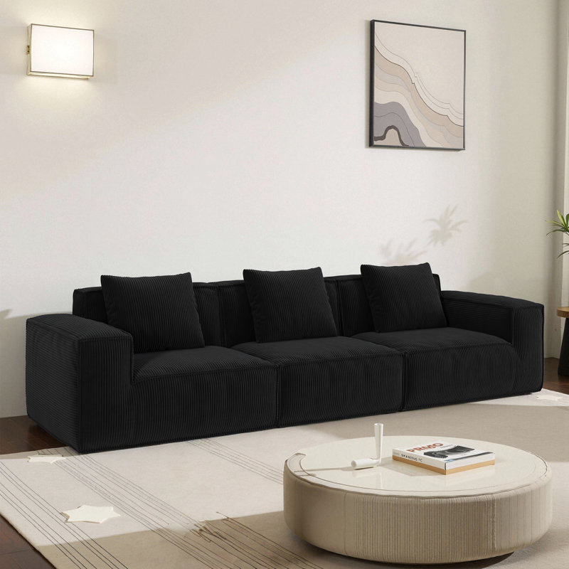 Canapé modulaire modulaire à conversion libre, H 28,3 po x l 118 po x P 39,4 po, 3, Noir