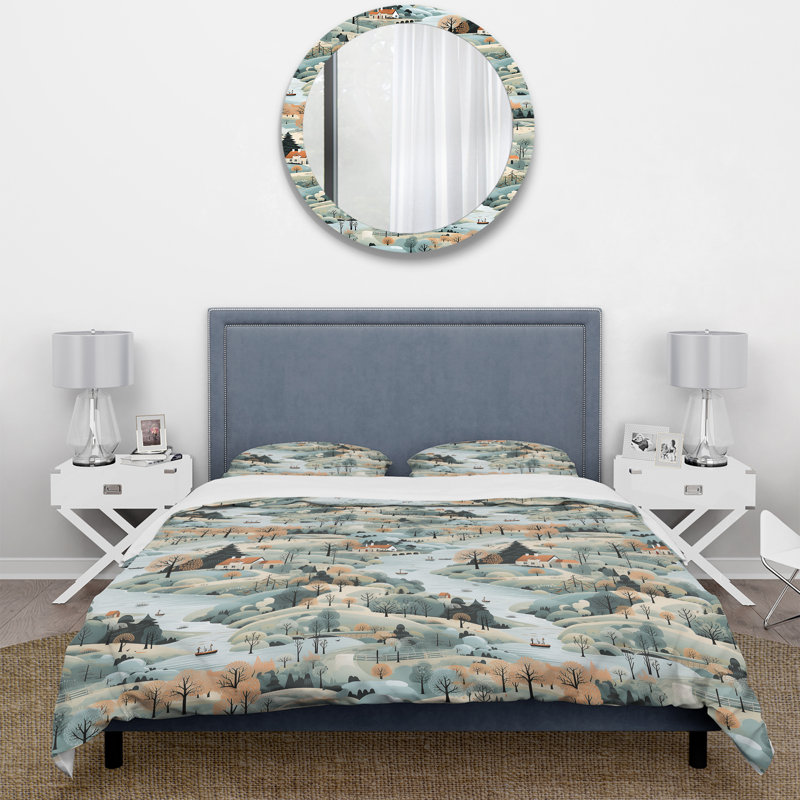 Literie de paysage d'été scandinave, Housse de couette pour très grand lit et 2 très