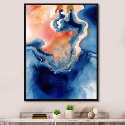 Nuage de marbre bleu et beige IV - impression