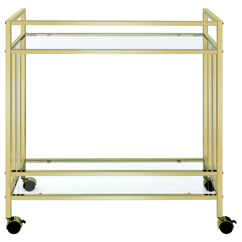 Chariot-bar rectangulaire en métal Cara, Doré